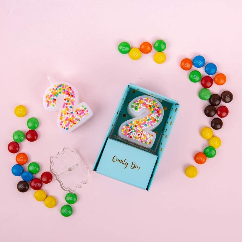 iLikePar Sweety Colorful Candy Number Cake Topper Candle for Brithday Party Baby Shower and Wedding Party Supplies Favor (Two) - Image 5